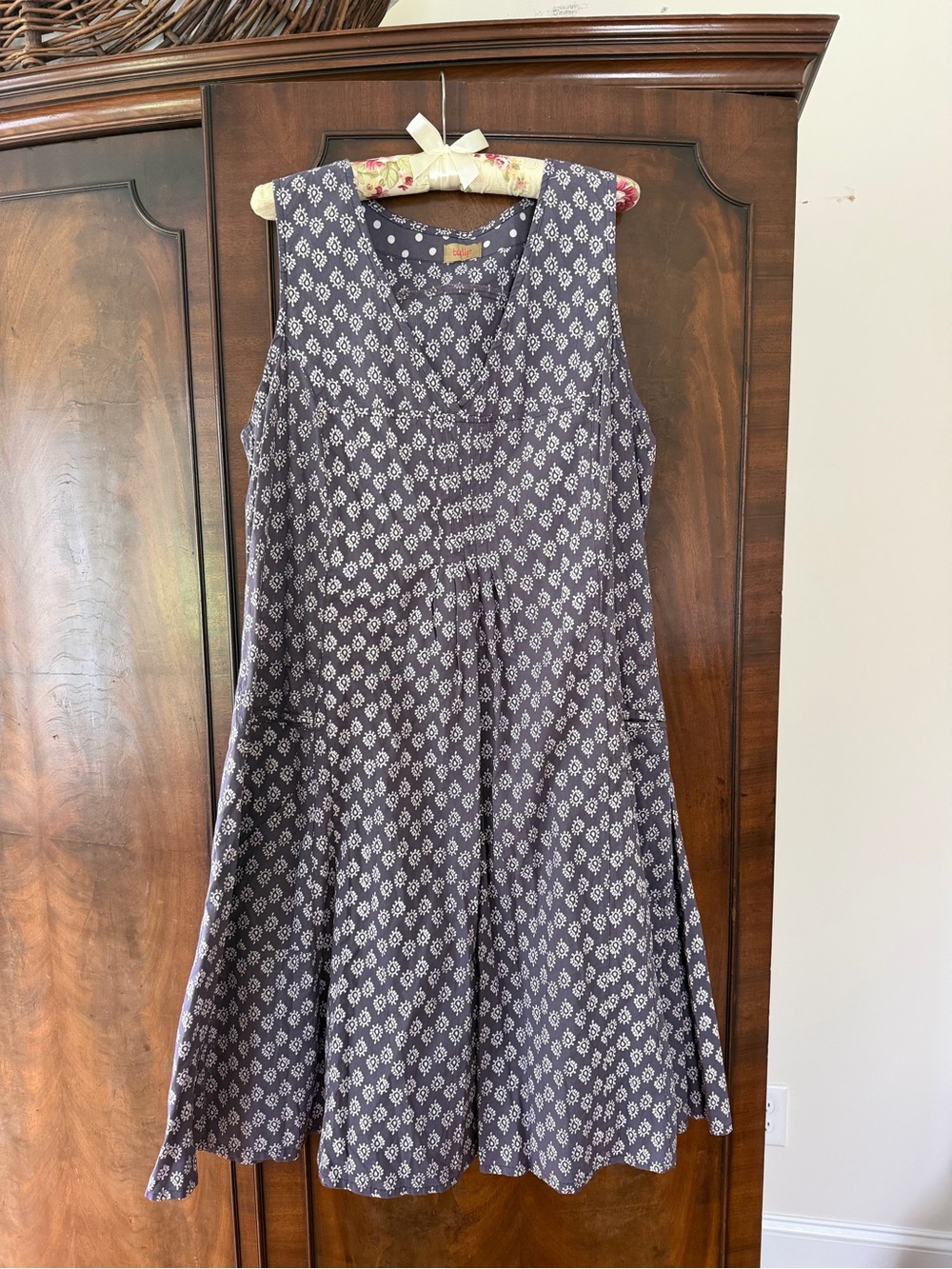 Sleeveless Navy Floral Midi Dress